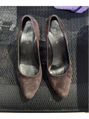 Vintage Prada Brown Suede Heels Size 7.5 Y2K